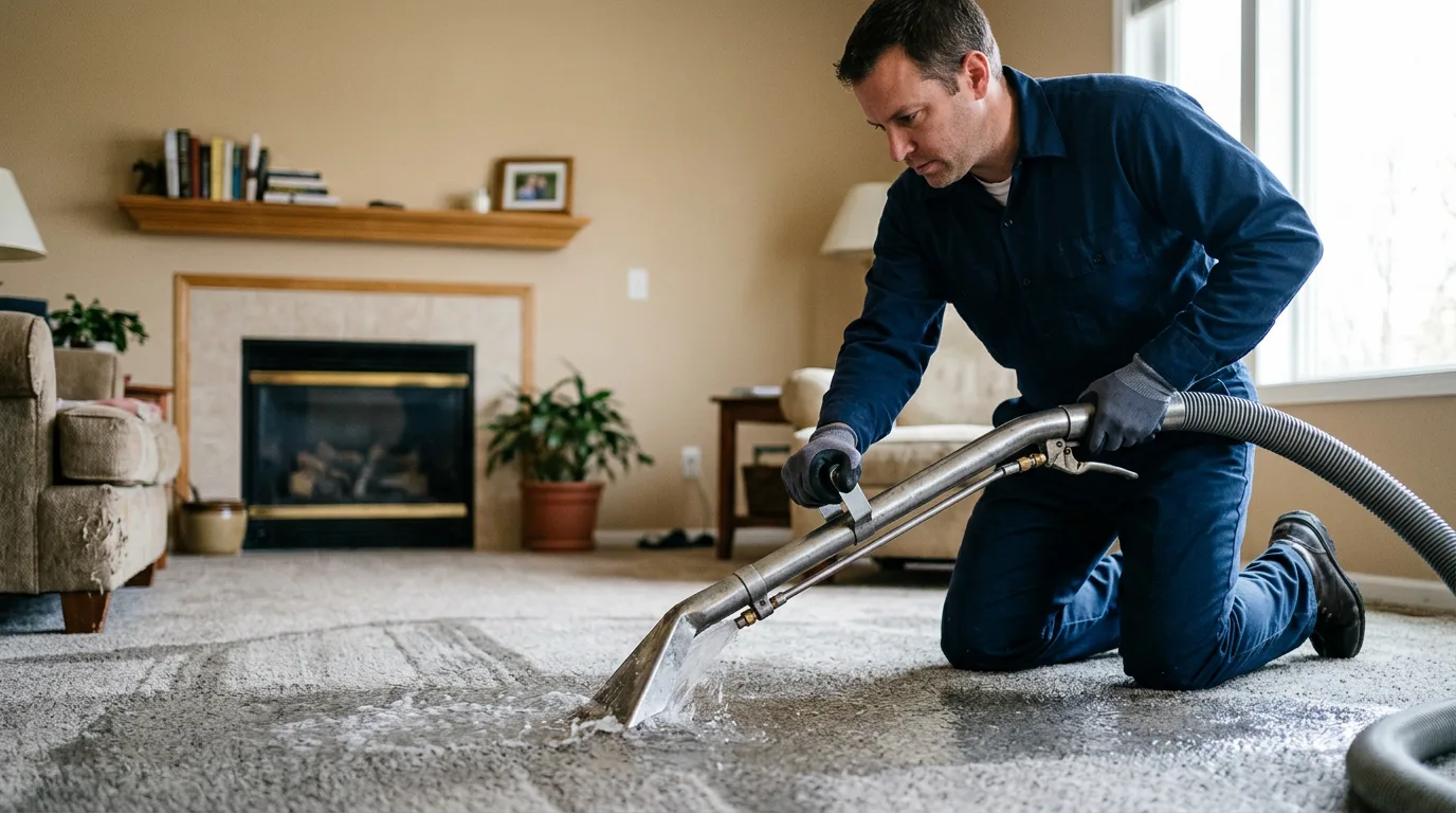 Water damage restoration technician working near Clarendon, TX